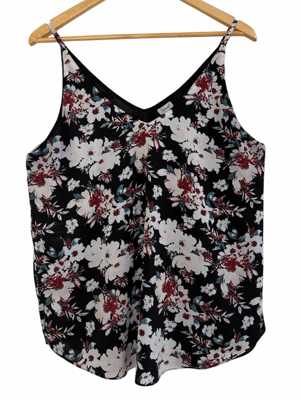 Kismet Floral Cami Tank Top Black Sleeveless Women’s Large